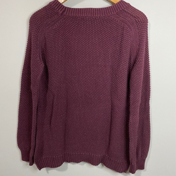 Oak + Fort Chucky Knit Women's Burgundy Long Sleeve‎ Heavy Sweater Size Large - Picture 3 of 7